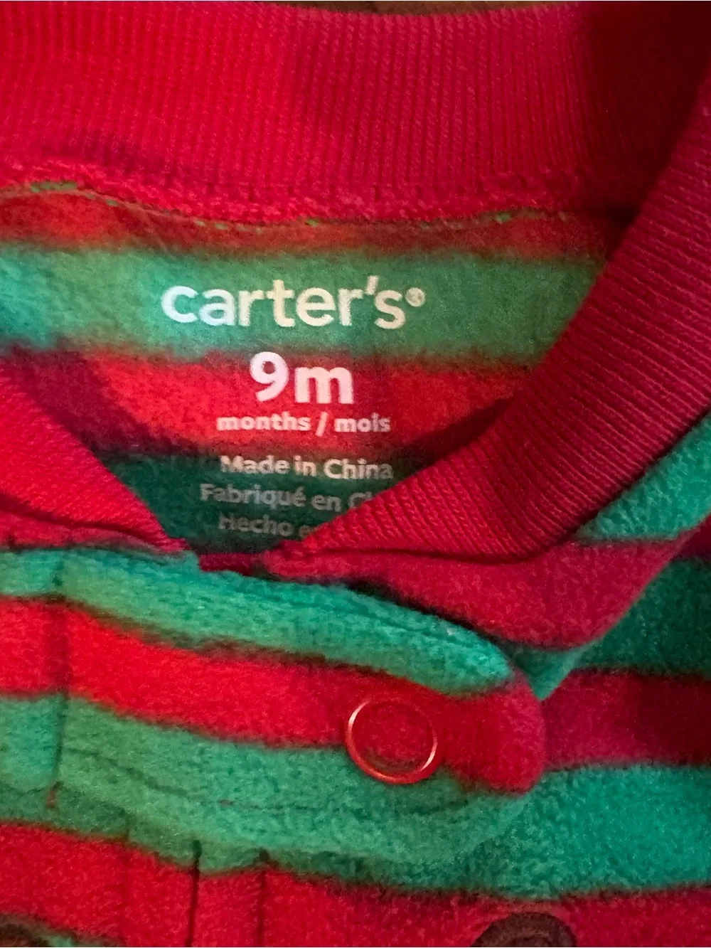 Carter's Red & Green Holiday One-Piece Footies - Reindeer & Santa Pair 9 months